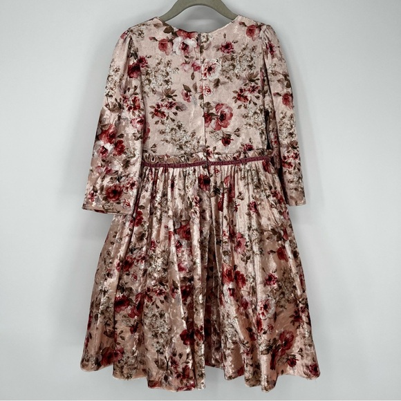 Abel & Lula Girls Floral Velvet Dress, Size 7 - Picture 5 of 9